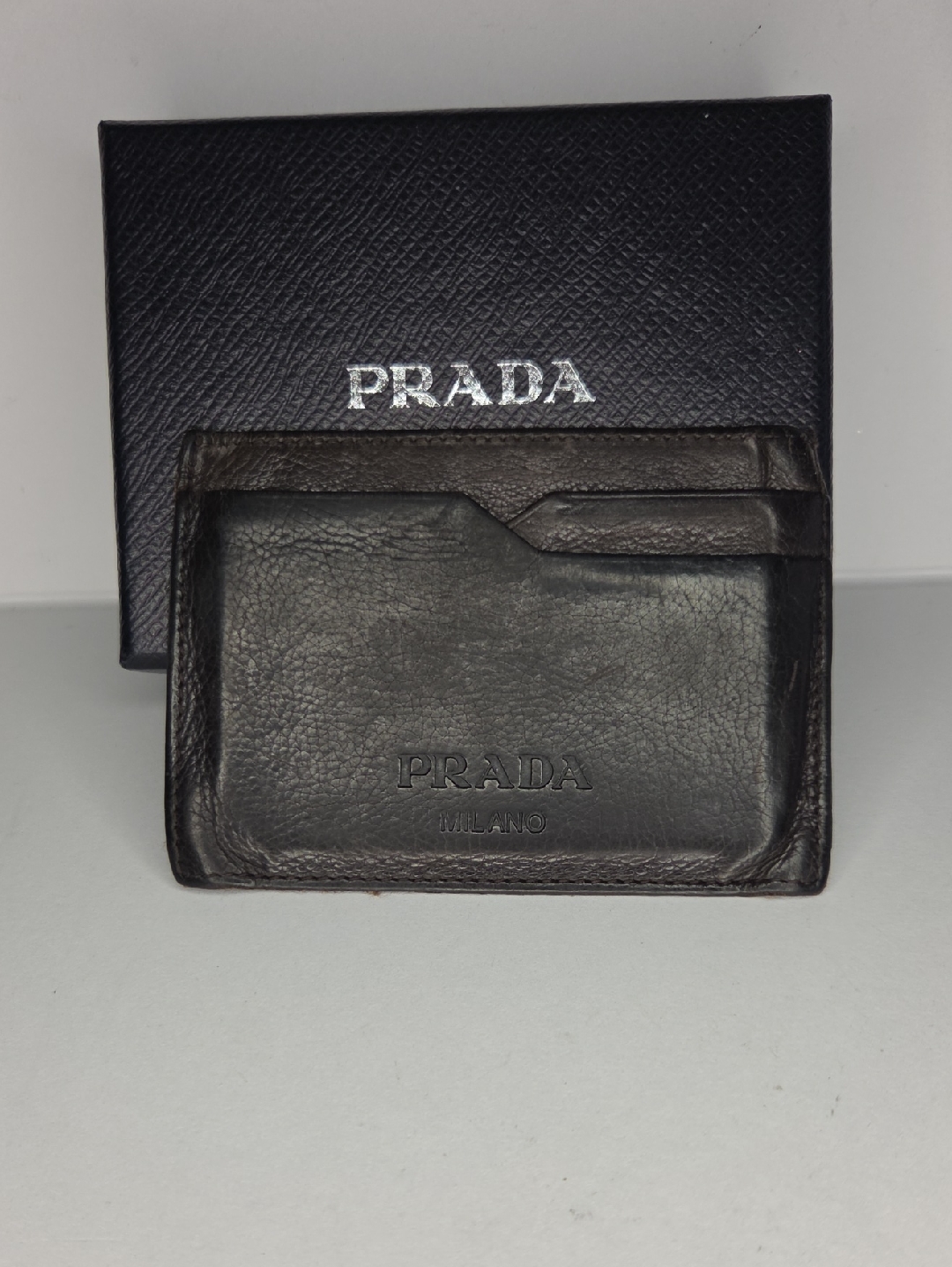 Prada Dark Brown Leather Card Holder WBox